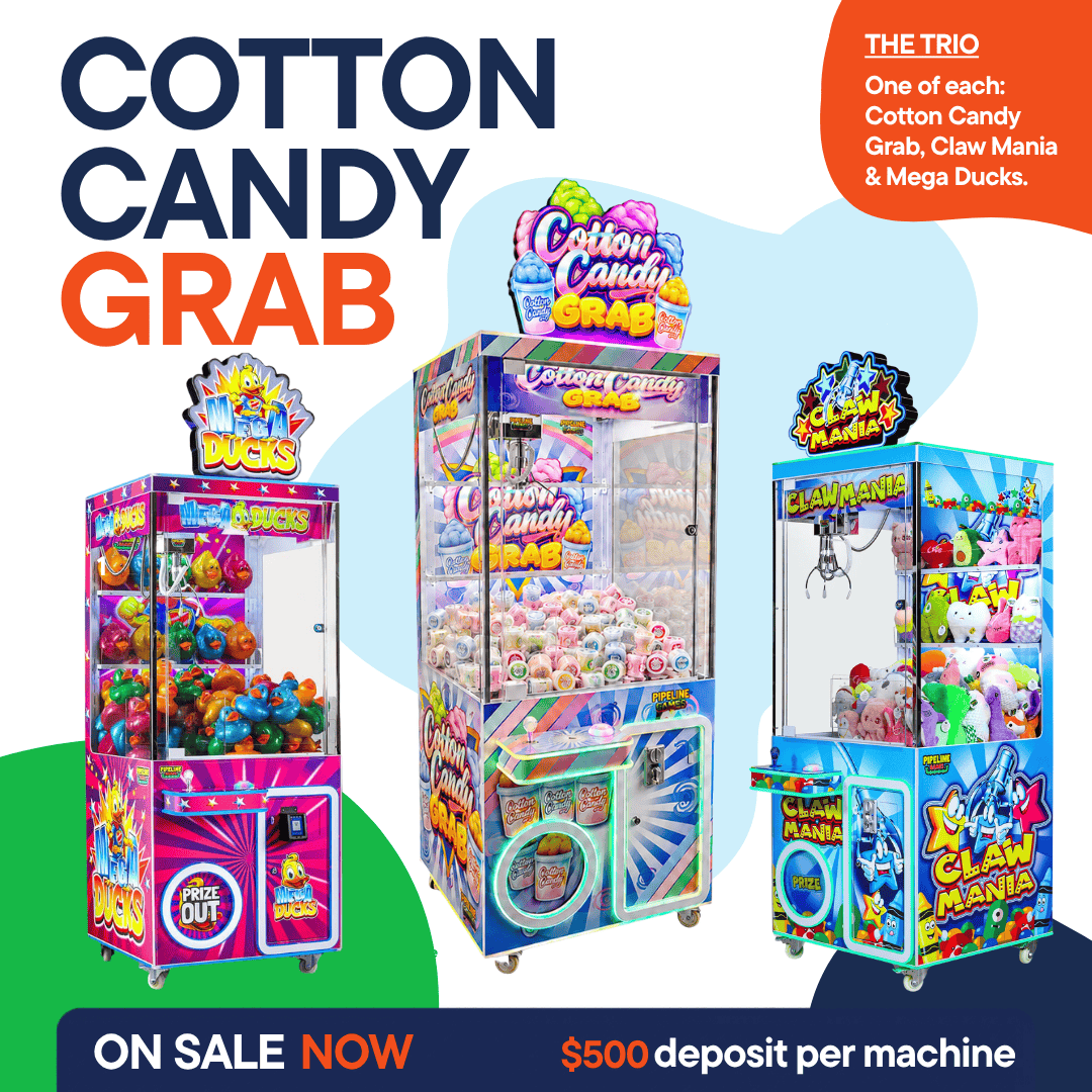 Triple Play Combo Claw Mania Mega Duck Cotton Candy Grab Deposit