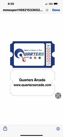 Custom Ticket Quarter's Arcade