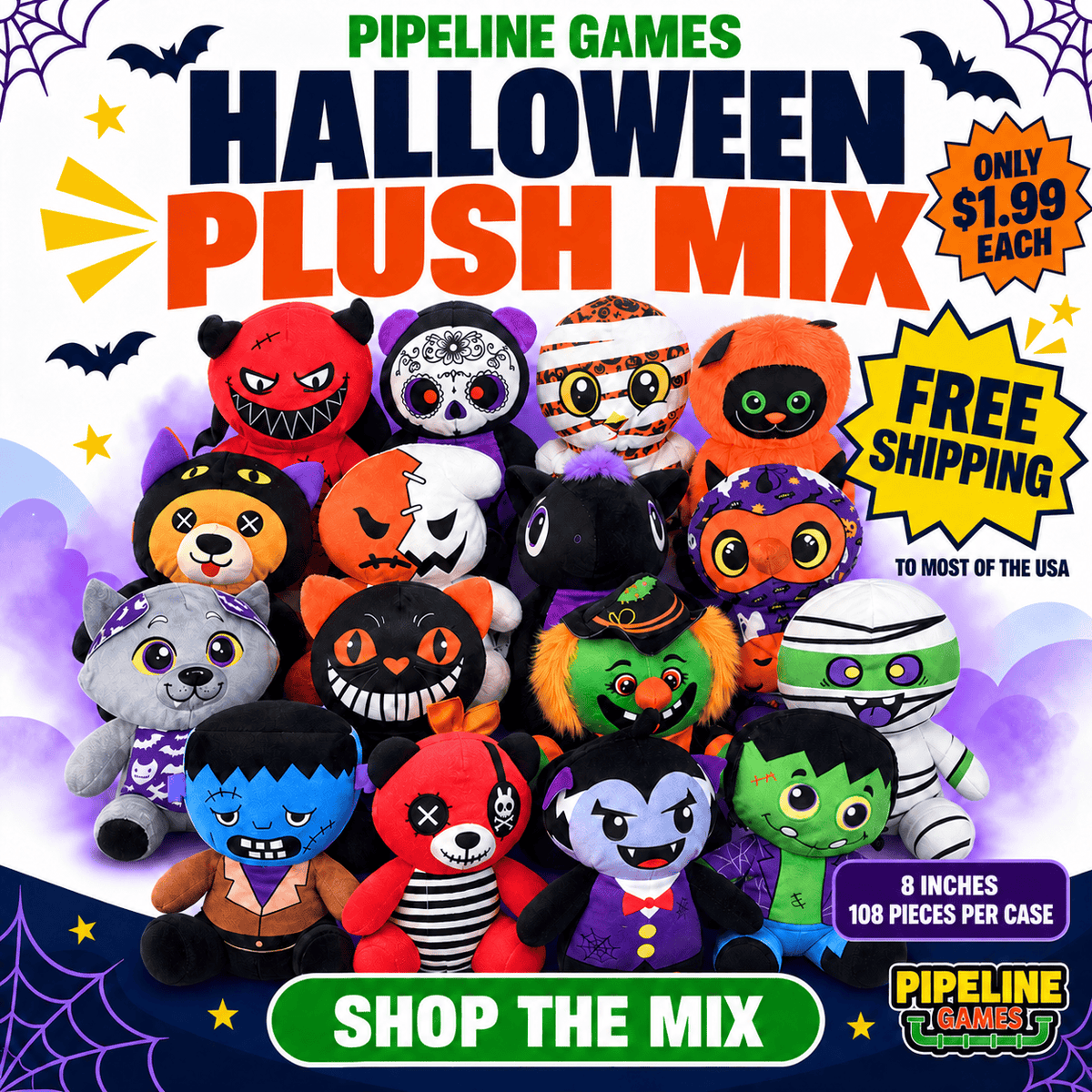 Halloween Plush Mix Free Shipping to most of the USA