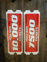 Large Tickets for Hanging in Cut 2 Win Games